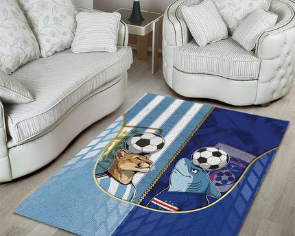 Argentine And Cape Verde Football Area Rug Split Flag Puma Shark Soccer