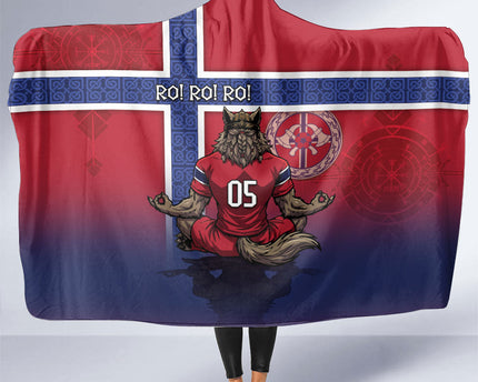 Custom Norway Football Hooded Blanket Ro Ro Meditating Viking Wolf