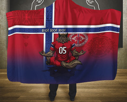 Custom Norway Football Hooded Blanket Ro Ro Meditating Viking Wolf