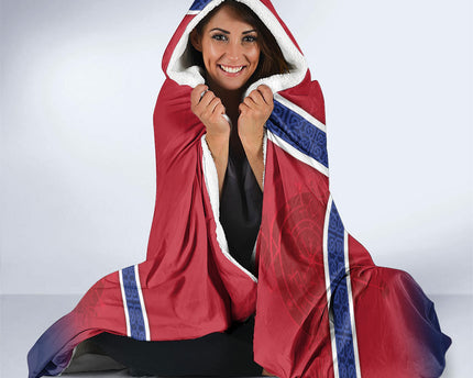 Custom Norway Football Hooded Blanket Ro Ro Meditating Viking Wolf