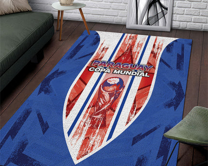 Paraguay Football Area Rug Trophy Grunge Stripes