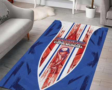 Paraguay Football Area Rug Trophy Grunge Stripes