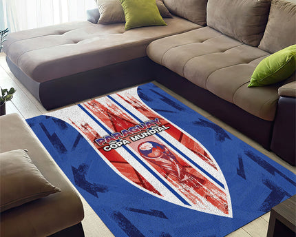 Paraguay Football Area Rug Trophy Grunge Stripes