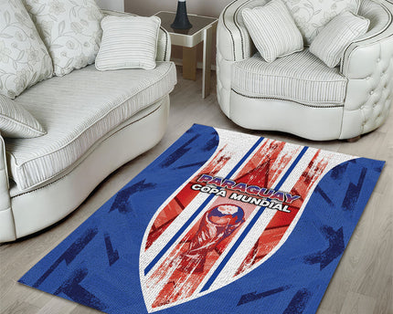 Paraguay Football Area Rug Trophy Grunge Stripes