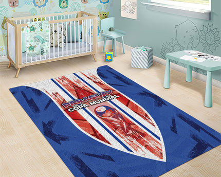 Paraguay Football Area Rug Trophy Grunge Stripes
