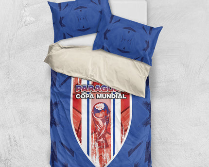 Paraguay Football Bedding Set Trophy Grunge Stripes
