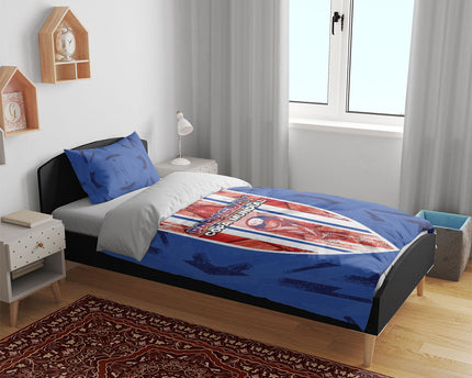Paraguay Football Bedding Set Trophy Grunge Stripes