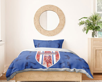 Paraguay Football Bedding Set Trophy Grunge Stripes