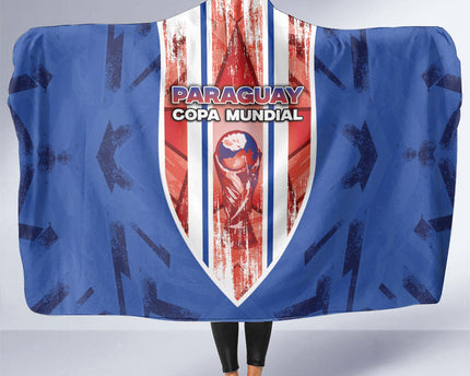 Paraguay Football Hooded Blanket Trophy Grunge Stripes