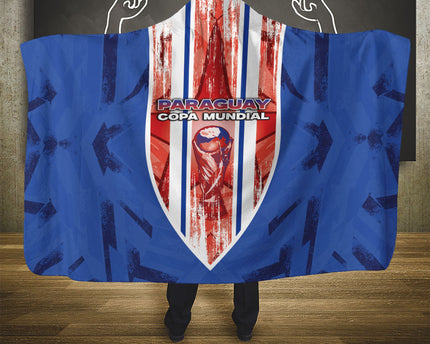 Paraguay Football Hooded Blanket Trophy Grunge Stripes