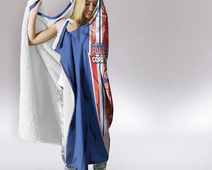 Paraguay Football Hooded Blanket Trophy Grunge Stripes