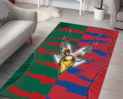 Mexico And Korean Football Area Rug Split Flag Golden Trophy Grunge