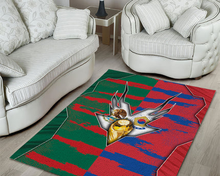 Mexico And Korean Football Area Rug Split Flag Golden Trophy Grunge