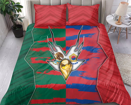 Mexico And Korean Football Bedding Set Split Flag Golden Trophy Grunge