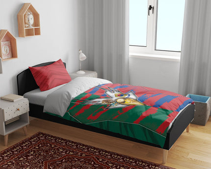Mexico And Korean Football Bedding Set Split Flag Golden Trophy Grunge
