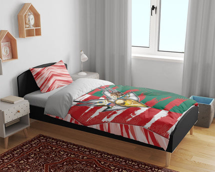 USA And Mexico Football Bedding Set Split Flag Golden Trophy Grunge