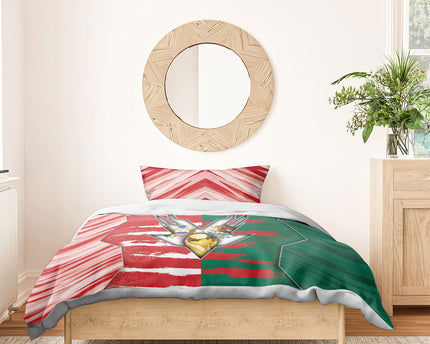 USA And Mexico Football Bedding Set Split Flag Golden Trophy Grunge
