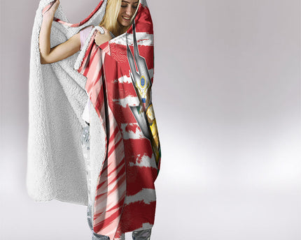 USA And Mexico Football Hooded Blanket Split Flag Golden Trophy Grunge