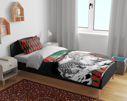 Afghanistan Bedding Set Snow Leopard With Flag Ripped Style