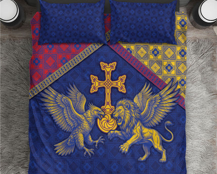 Armenia Bedding Set Golden Eagle And Lion Khachkar