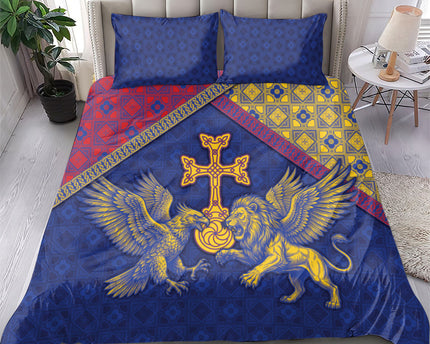 Armenia Bedding Set Golden Eagle And Lion Khachkar