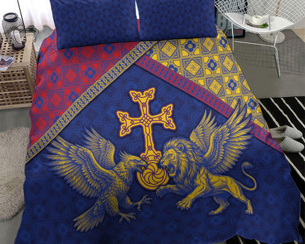 Armenia Bedding Set Golden Eagle And Lion Khachkar