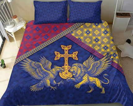 Armenia Bedding Set Golden Eagle And Lion Khachkar