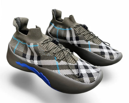 Men’s Burberry burbery Neptune Check Knit Khaki And Blue Sneaker