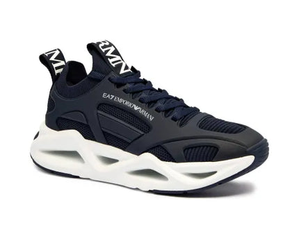 Men's Ea7 Emporio Armani Sneakers With Mesh Panels Black Sneakers