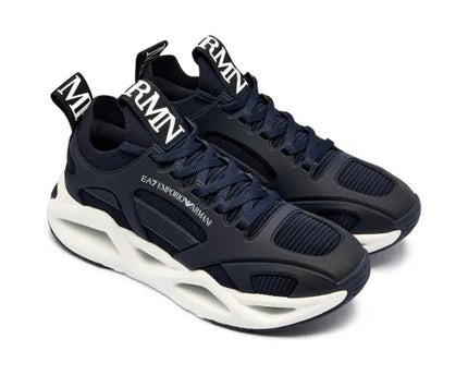 Men's Ea7 Emporio Armani Sneakers With Mesh Panels Black Sneakers