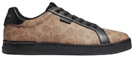 Men's Coach Clip Low-Top Skateboard Black Brown Sneakers
