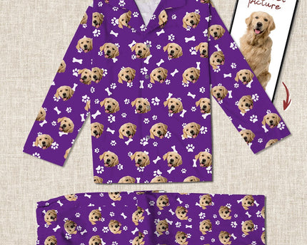Custom Dog Face Photo With Colorful Background Pajamas