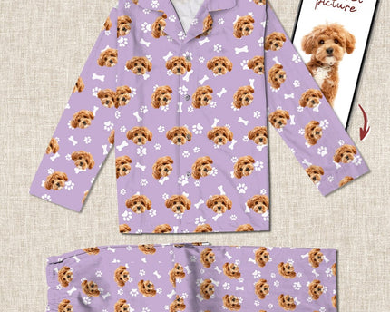Custom Dog Face Photo With Colorful Background Pajamas