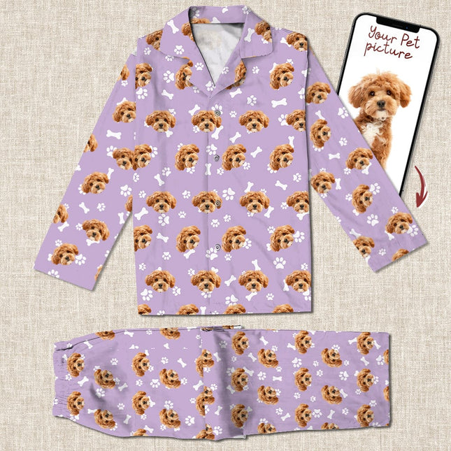 Custom Dog Face Photo With Colorful Background Pajamas