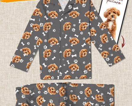 Custom Dog Face Photo With Colorful Background Pajamas