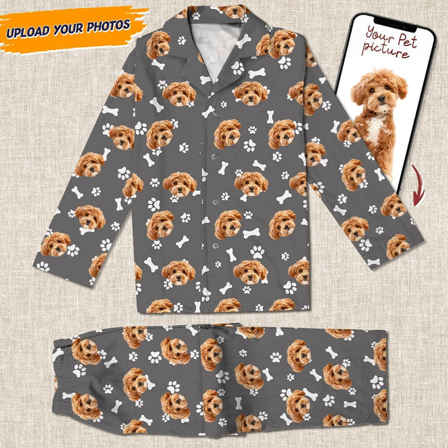 Custom Dog Face Photo With Colorful Background Pajamas