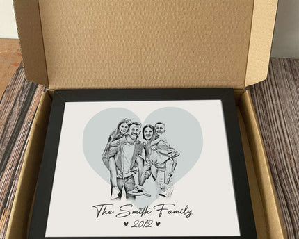 Custom Family & Couple Line Art Portrait From Photo Picture Frame Gift for Loved Ones