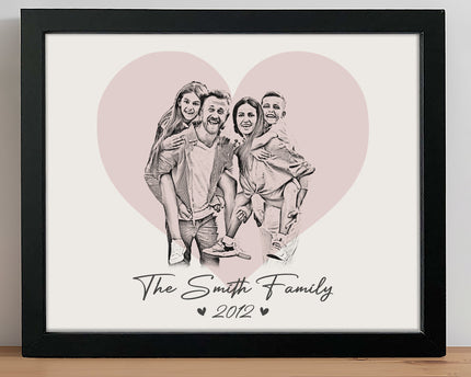 Custom Family & Couple Line Art Portrait From Photo Picture Frame Gift for Loved Ones