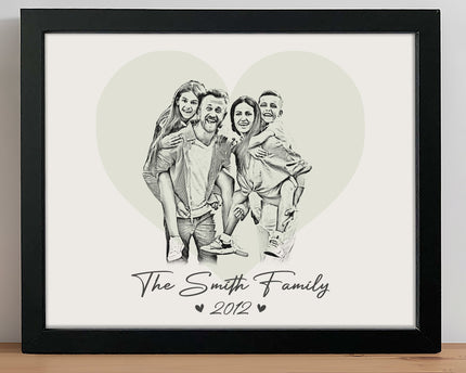 Custom Family & Couple Line Art Portrait From Photo Picture Frame Gift for Loved Ones