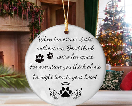 Custom Pet Portrait Photo Watercolor Memorial Christmas Ceramic Ornament