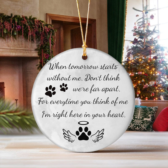 Custom Pet Portrait Photo Watercolor Memorial Christmas Ceramic Ornament