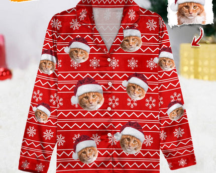 Custom Photo Christmas Cat Pajamas