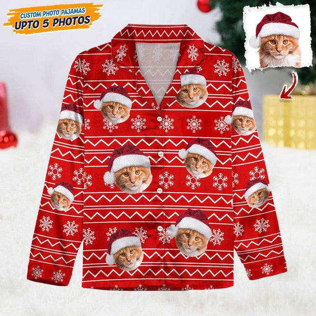 Custom Photo Christmas Cat Pajamas