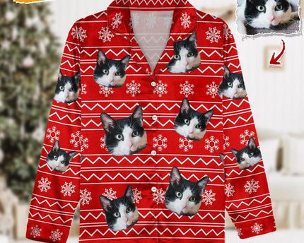 Custom Photo Christmas Cat Pajamas