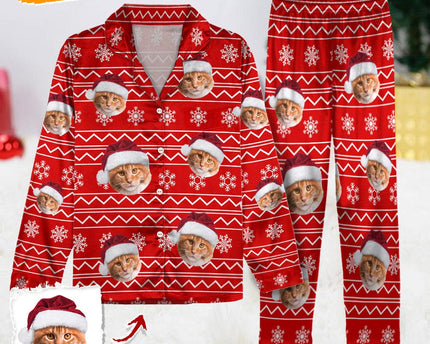 Custom Photo Christmas Cat Pajamas