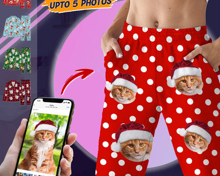 Custom Photo Christmas Cat Pajamas