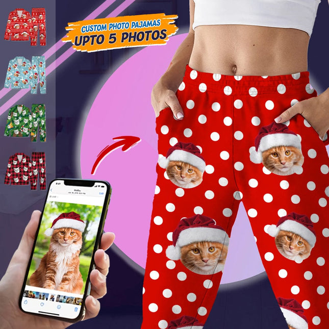 Custom Photo Christmas Cat Pajamas