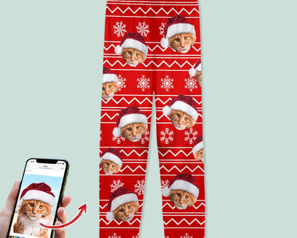 Custom Photo Christmas Cat Pajamas