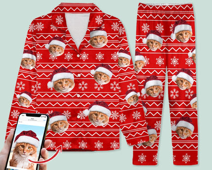 Custom Photo Christmas Cat Pajamas