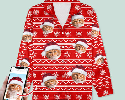Custom Photo Christmas Cat Pajamas